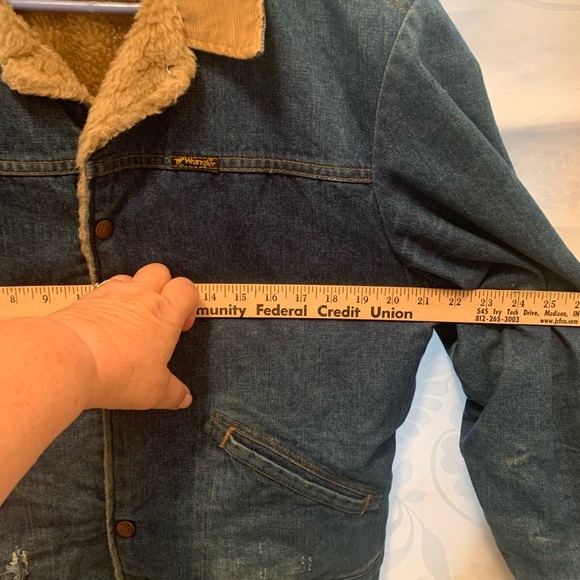 Vintage Sherpa lined corduroy collar wrangler made USA size vintage 42 - Picture 15 of 16